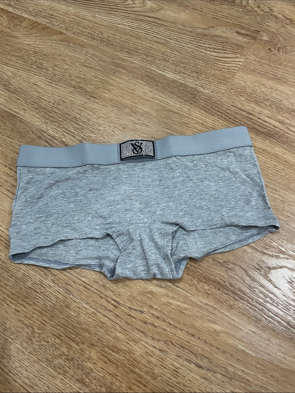Victoria's Secret Gray Heather Hipster Panty with Embellished Logo
